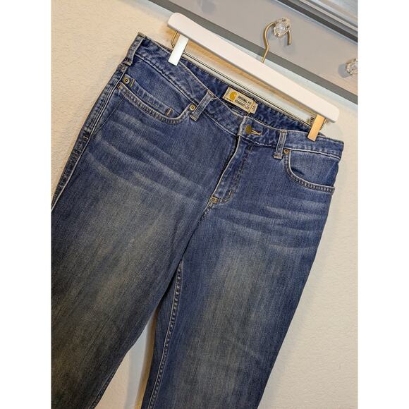 CARHARTT Women Size 12 Short Original Fit Straight Leg Work Jeans Denim $70 MSRP - Picture 2 of 7